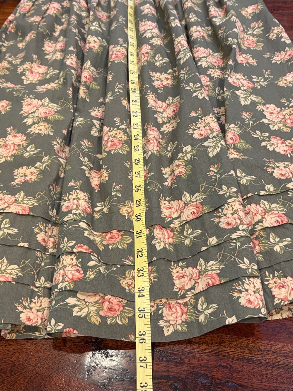 Vintage Ralph Lauren Country 90s Floral Pleated Flared Tiered Hem Maxi Skirt 10 - Picture 11 of 11